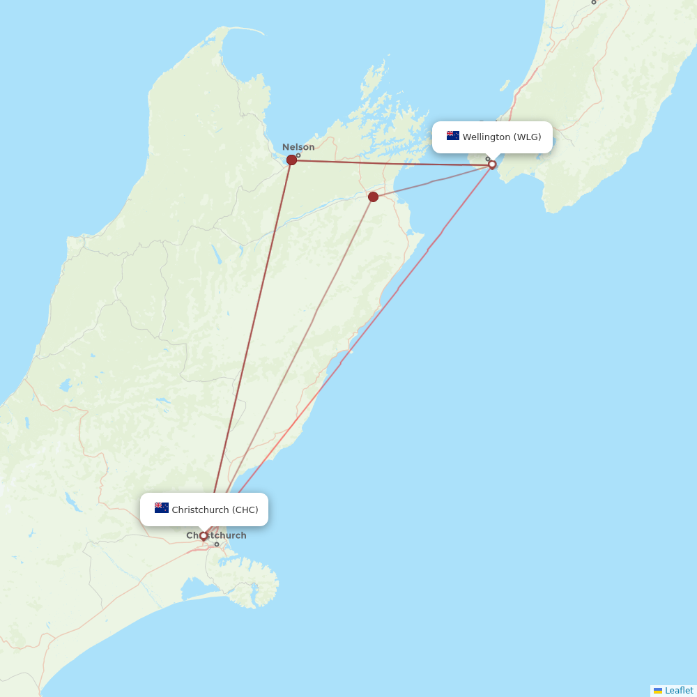 Air New Zealand flights between Wellington and Christchurch
