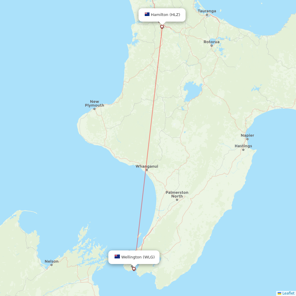 Air New Zealand flights between Wellington and Hamilton