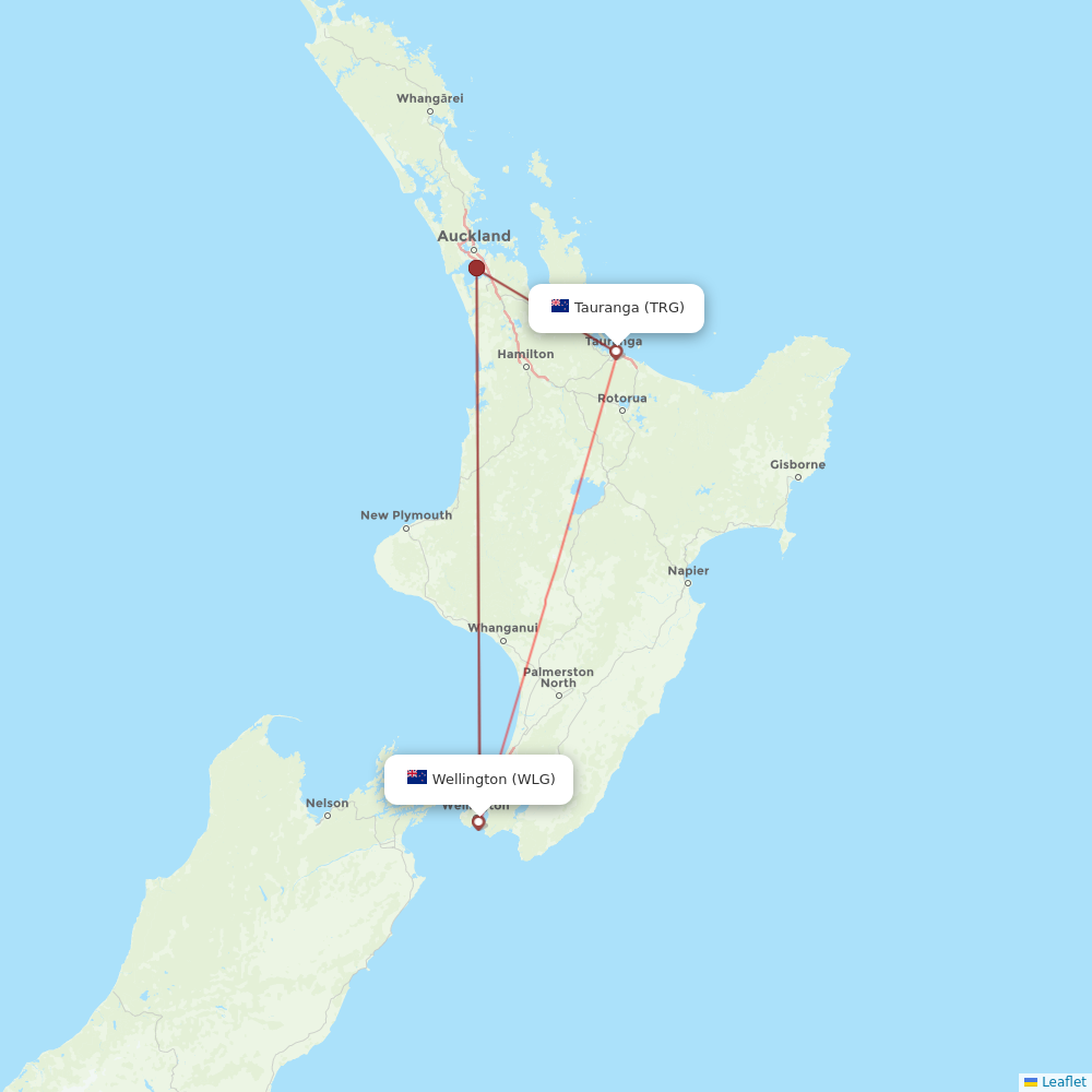 Air New Zealand flights between Wellington and Tauranga