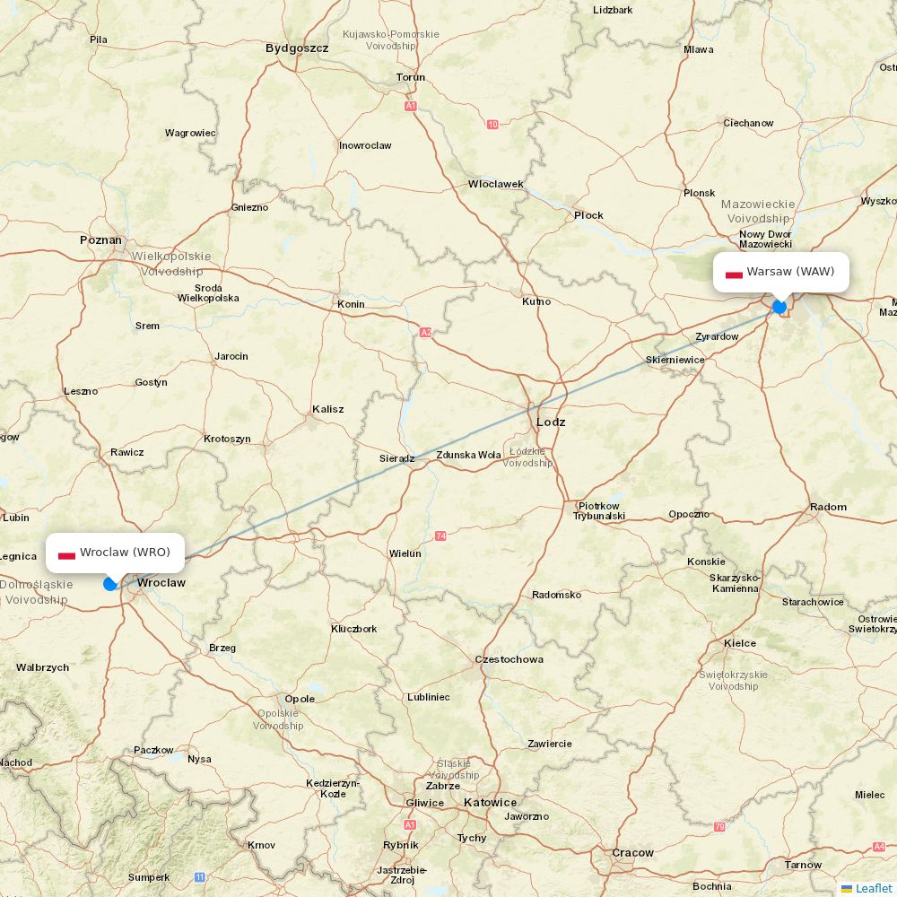 LOT - Polish Airlines flights between Wroclaw and Warsaw