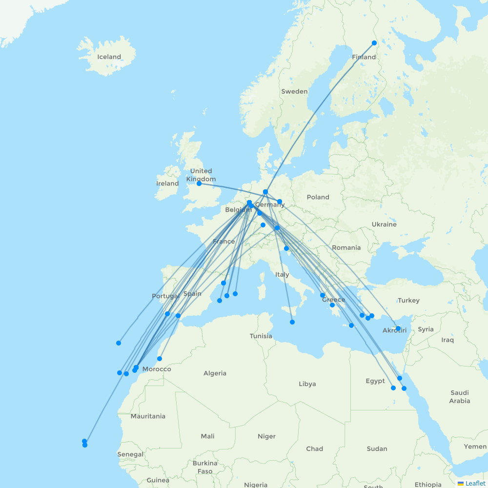 TUIfly destination map