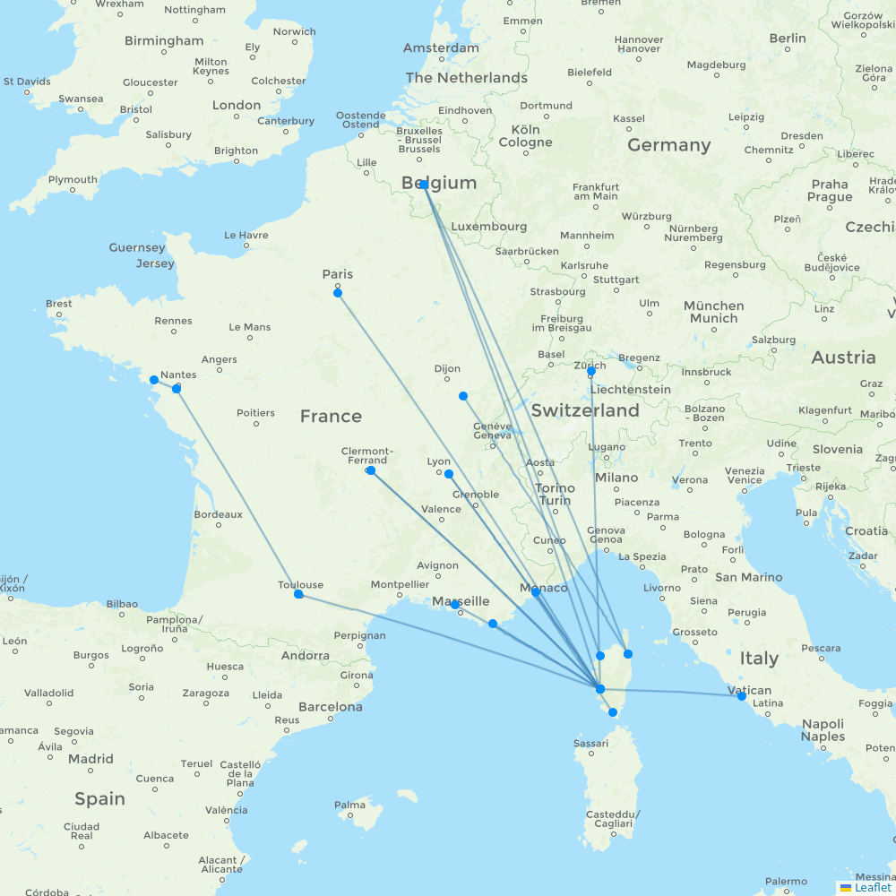 Air Corsica destination map