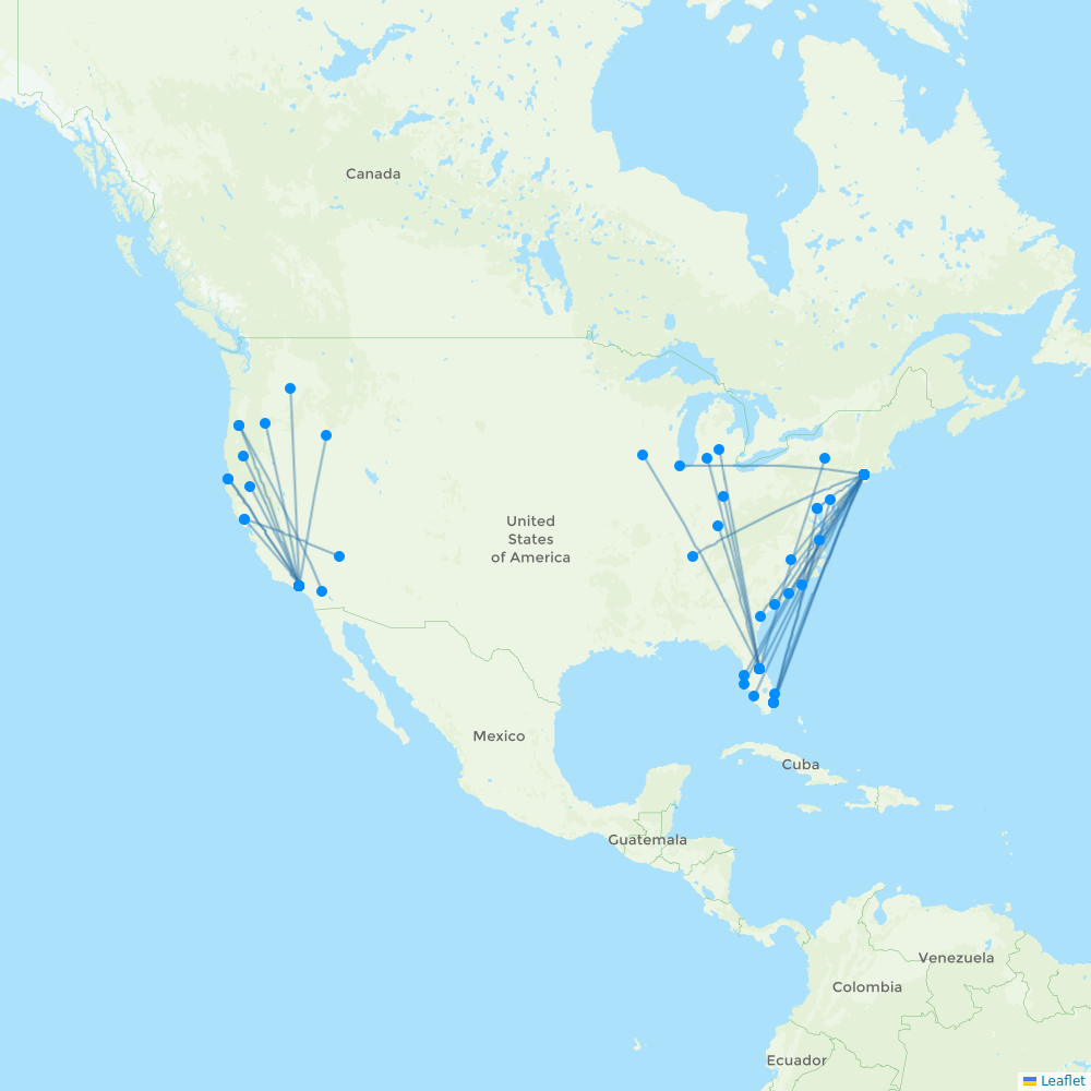 Xtra Airways destination map
