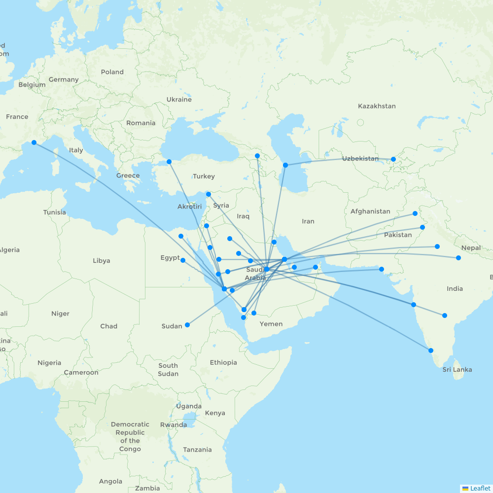 Flynas destination map