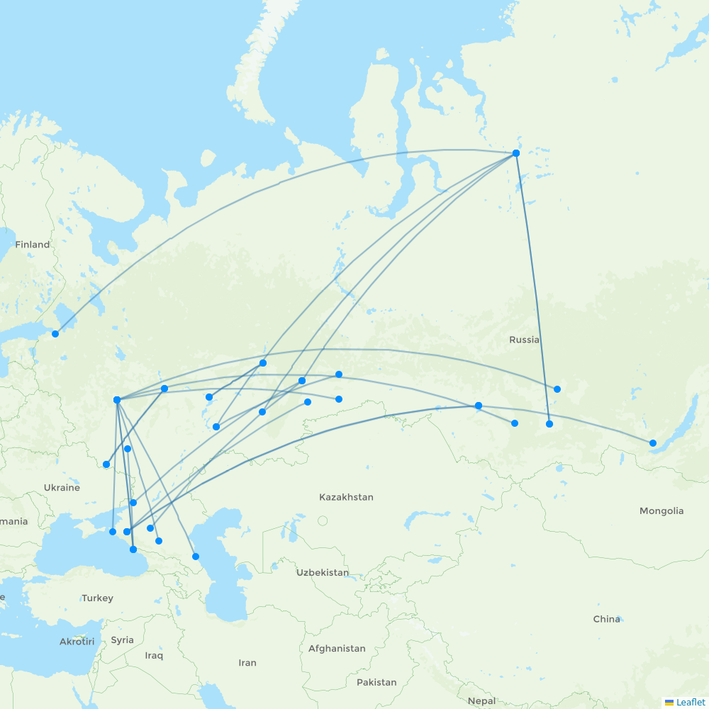 NordStar Airlines destination map