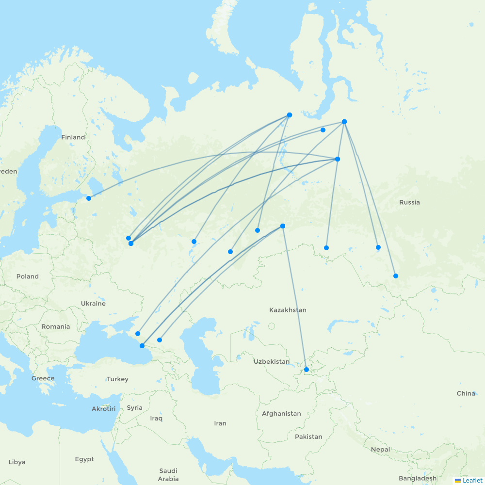 Yamal Airlines destination map