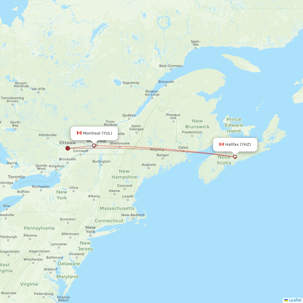 Porter Airlines flights between Halifax and Montreal