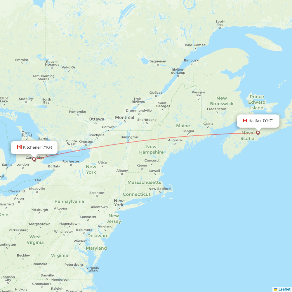 Flair Airlines flights between Kitchener and Halifax