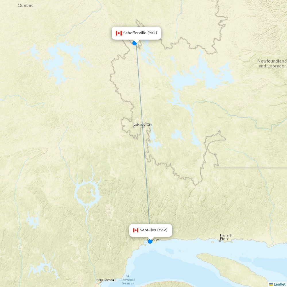 Air Inuit flights between Schefferville and Sept-Iles