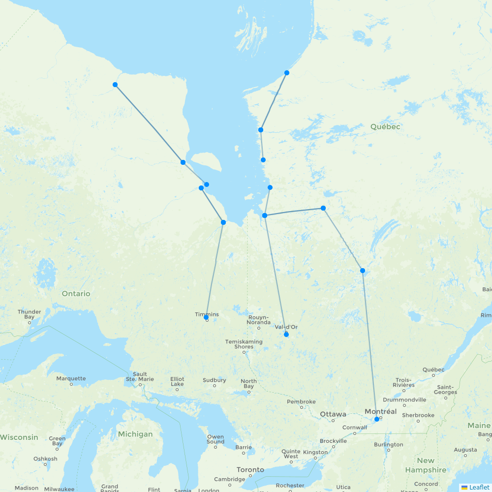Air Creebec destination map