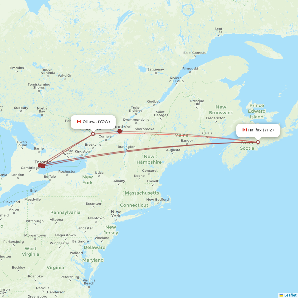 Flair Airlines flights between Ottawa and Halifax