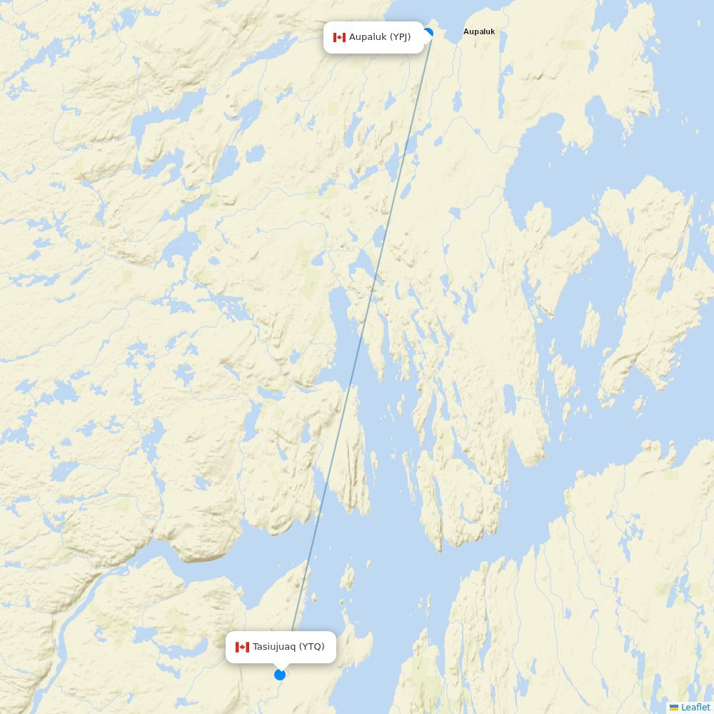 Air Inuit flights between Aupaluk and Tasiujuaq