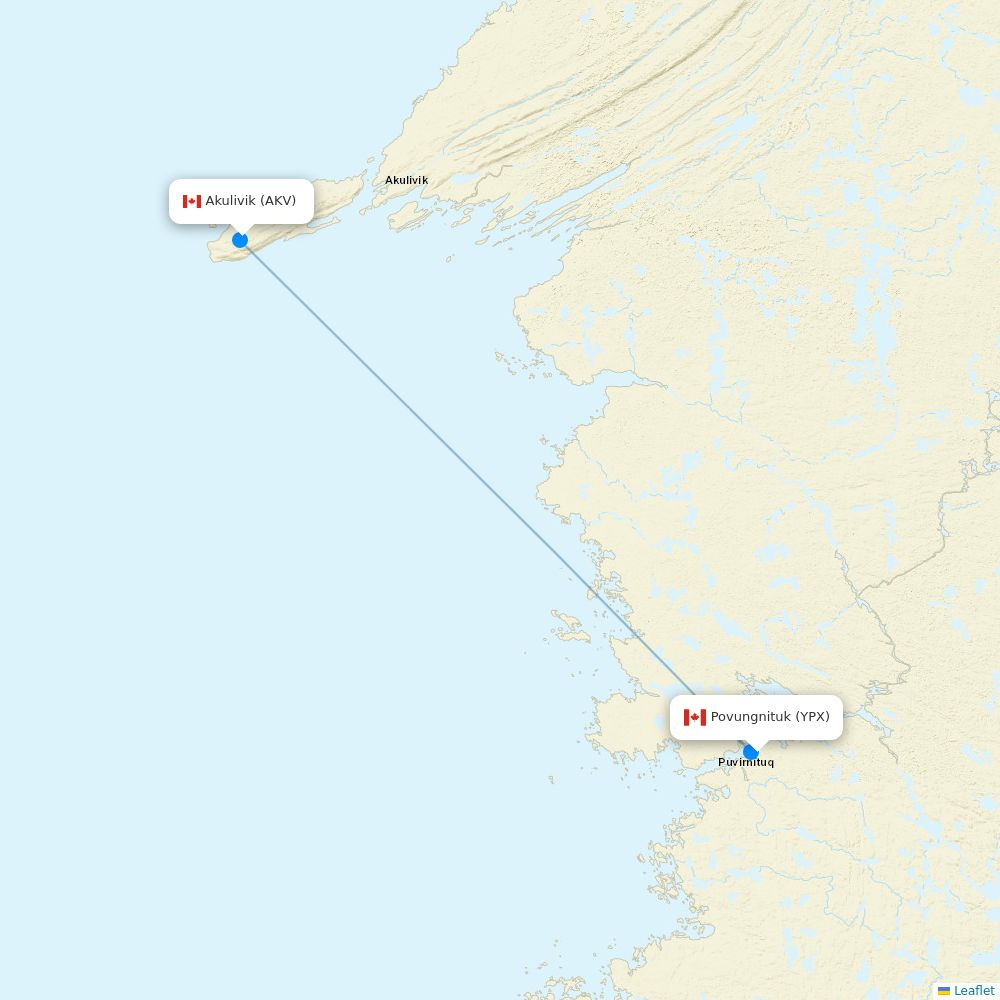 Air Inuit flights between Povungnituk and Akulivik