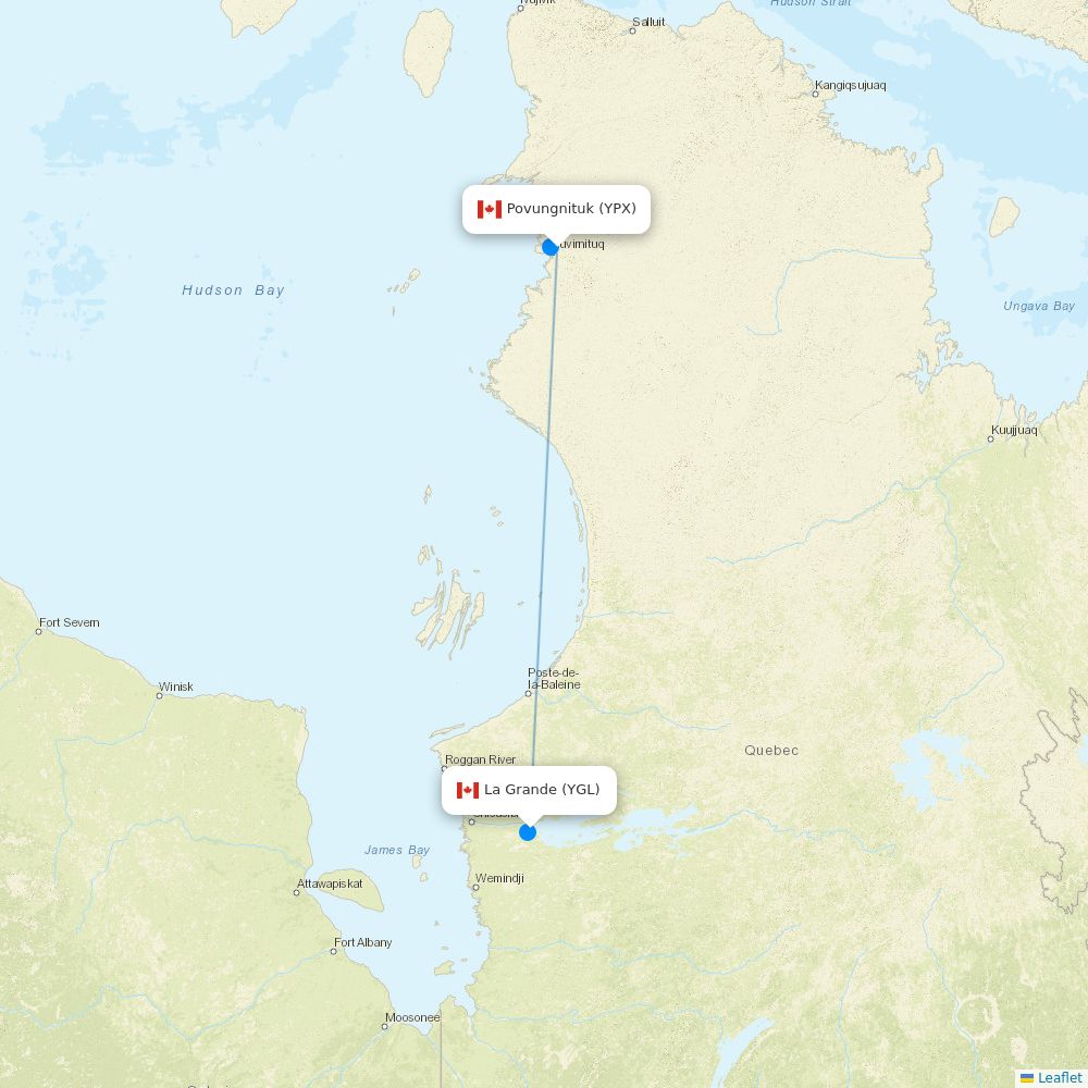 Air Inuit flights between Povungnituk and La Grande