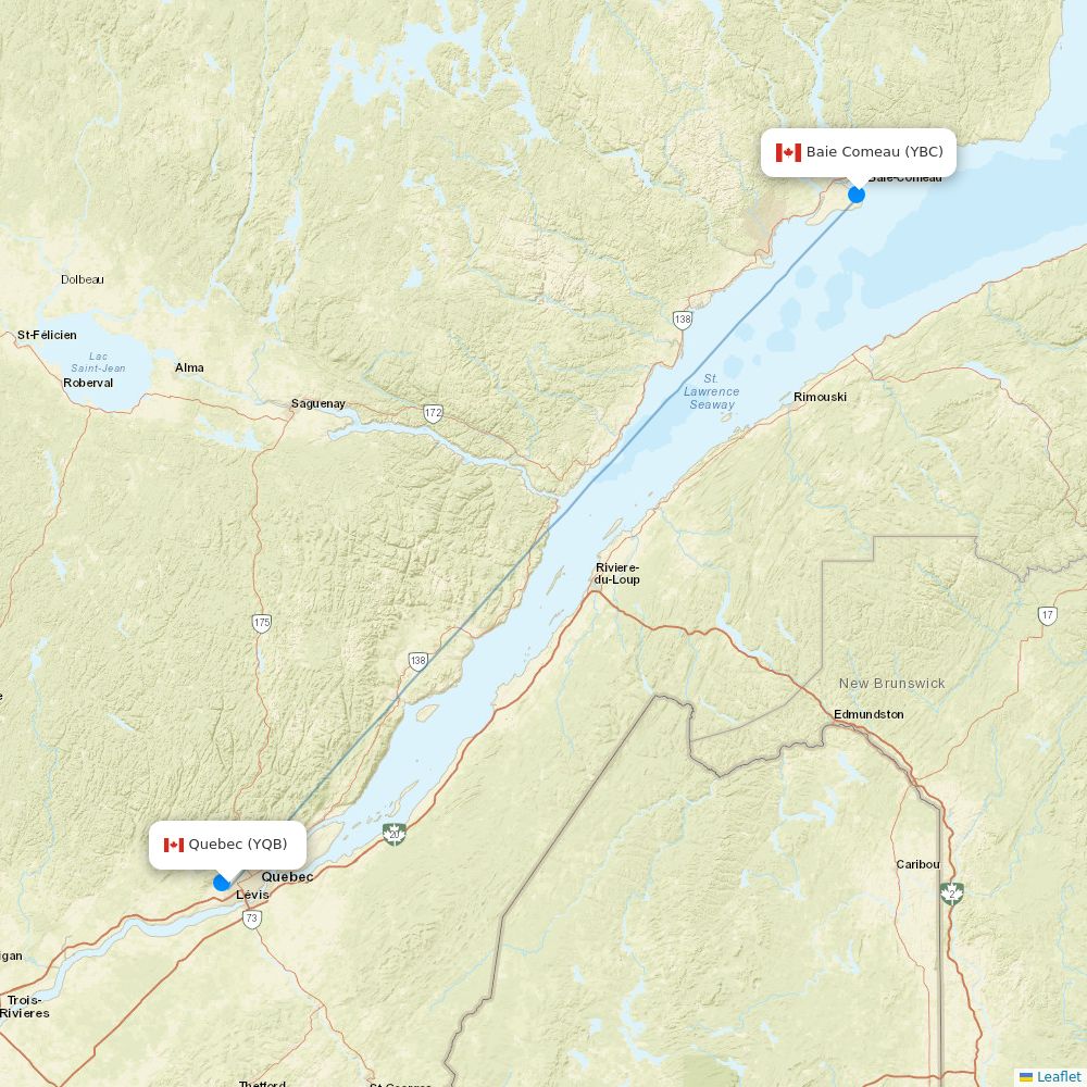 Air Liaison flights between Quebec and Baie Comeau