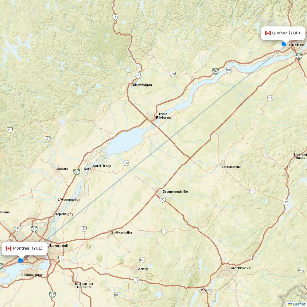 Air Inuit flights between Quebec and Montreal