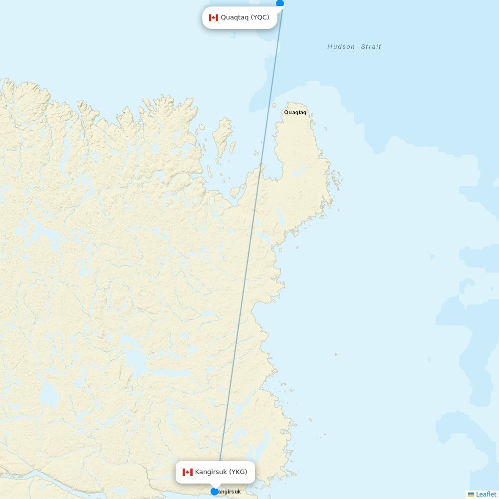 Air Inuit flights between Quaqtaq and Kangirsuk