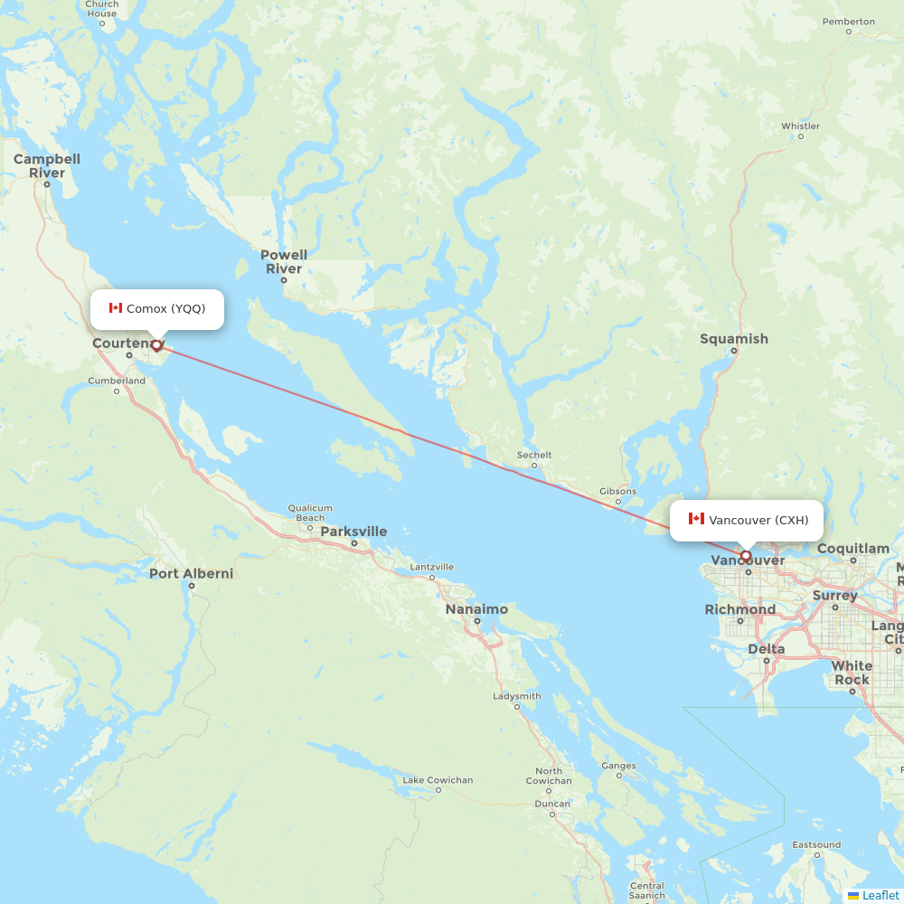 Harbour Air flights between Comox and Vancouver