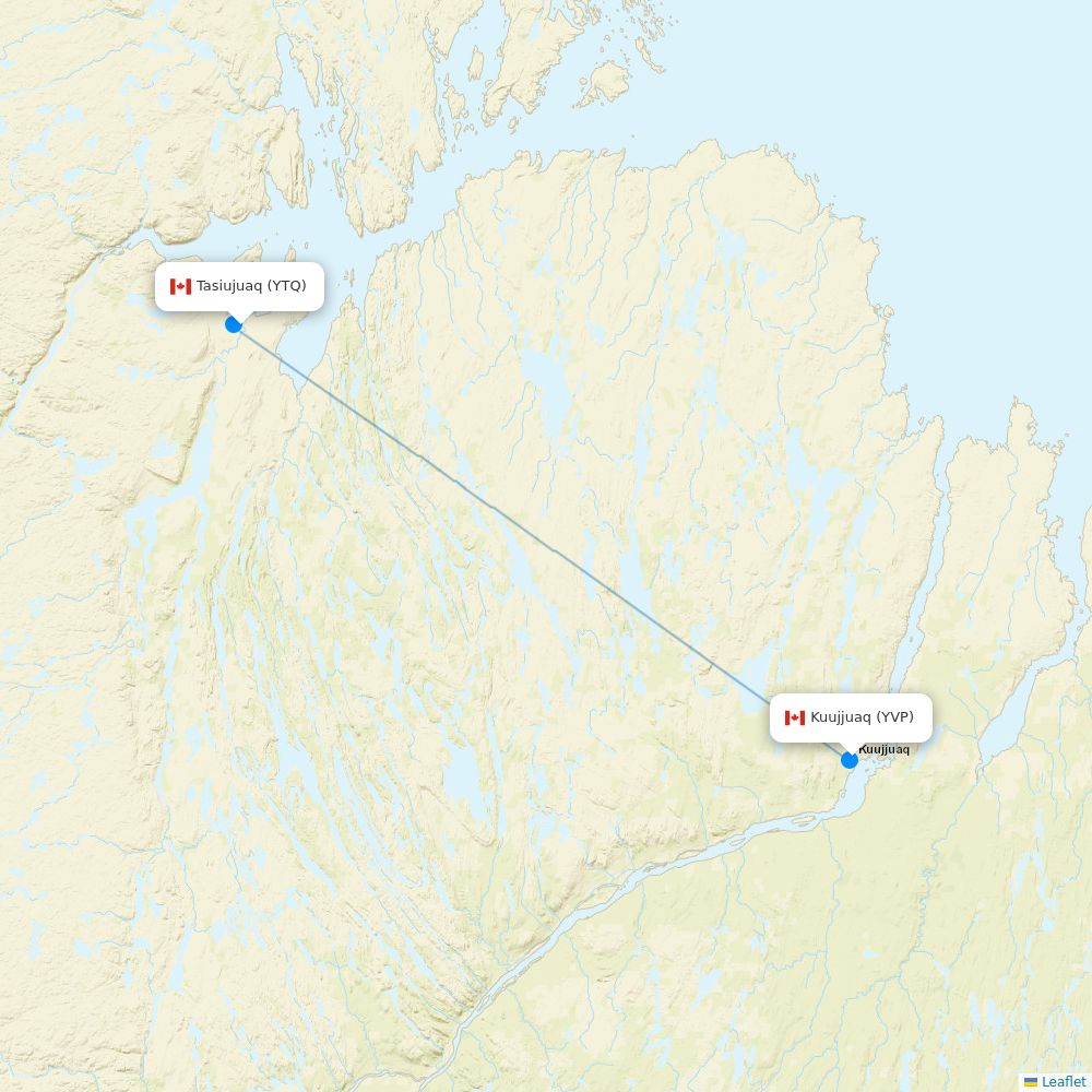 Air Inuit flights between Tasiujuaq and Kuujjuaq