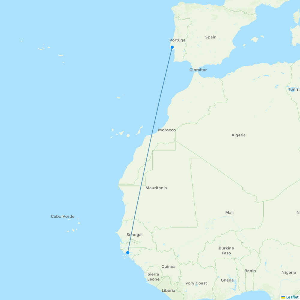 EuroAtlantic Airways destination map