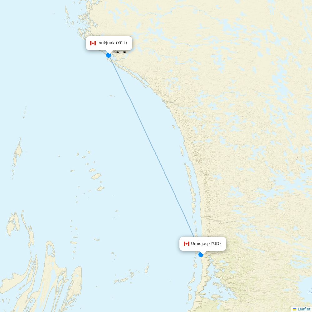 Air Inuit flights between Umiujaq and Inukjuak
