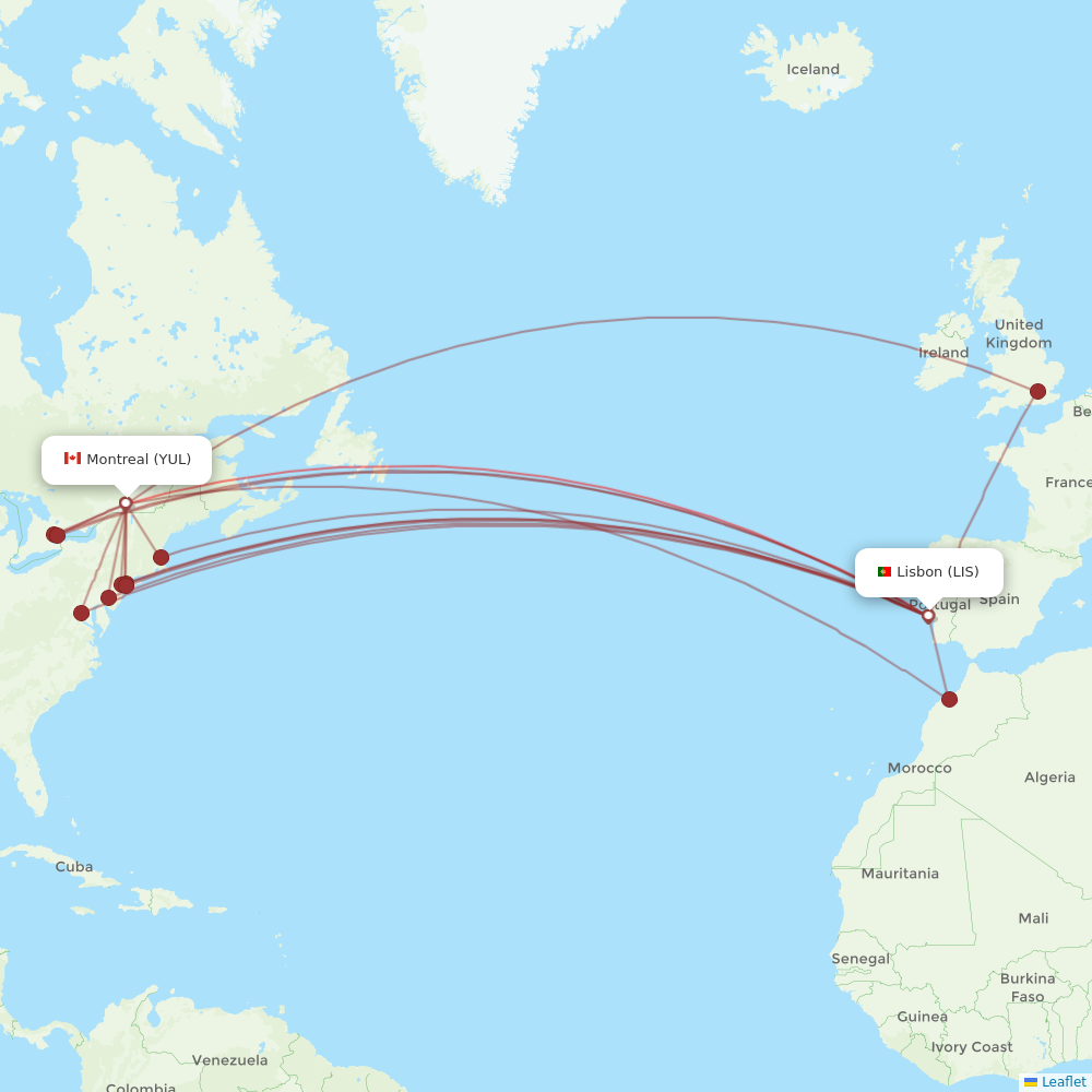 Air Transat flights between Montreal and Lisbon