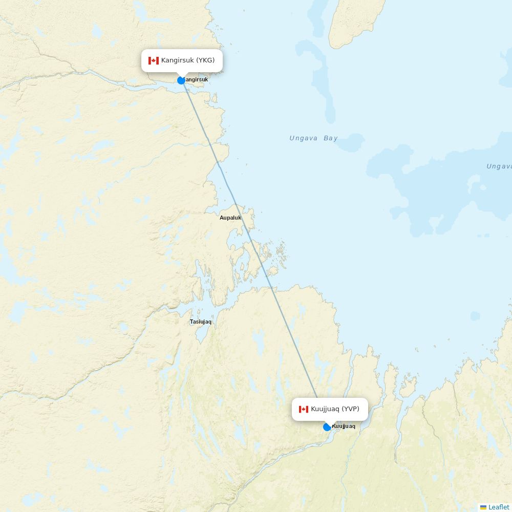 Air Inuit flights between Kuujjuaq and Kangirsuk