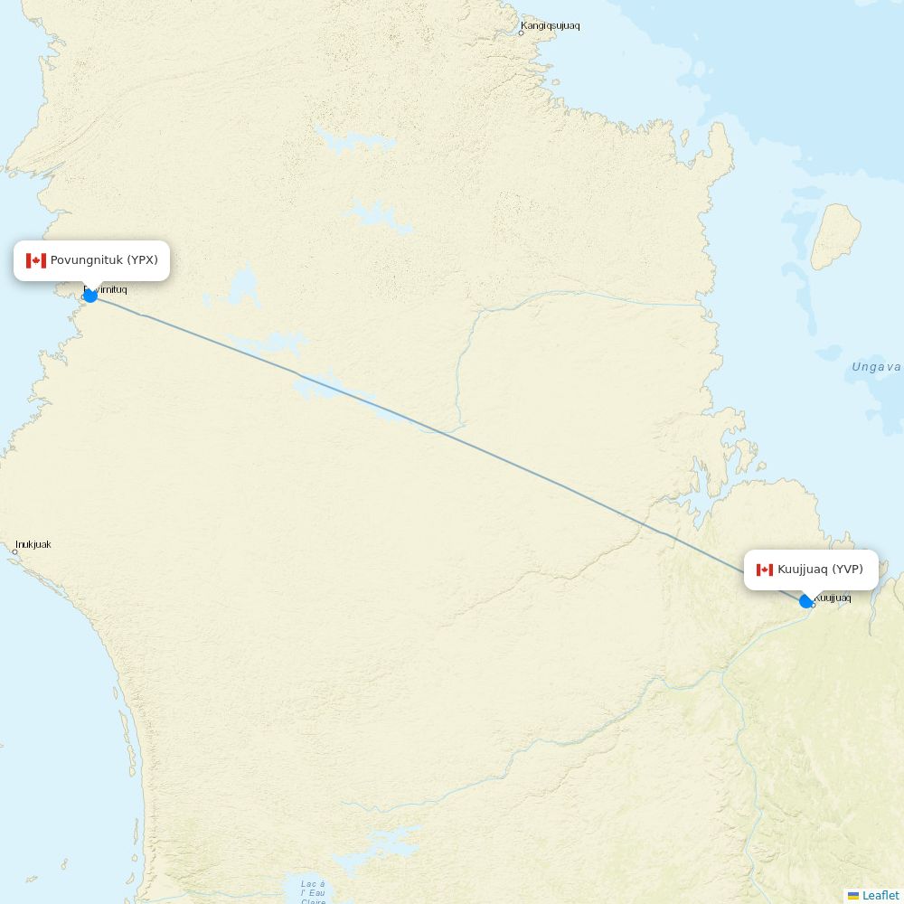 Air Inuit flights between Kuujjuaq and Povungnituk