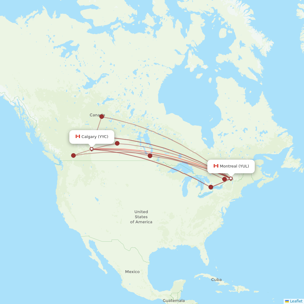 Air Transat flights between Calgary and Montreal