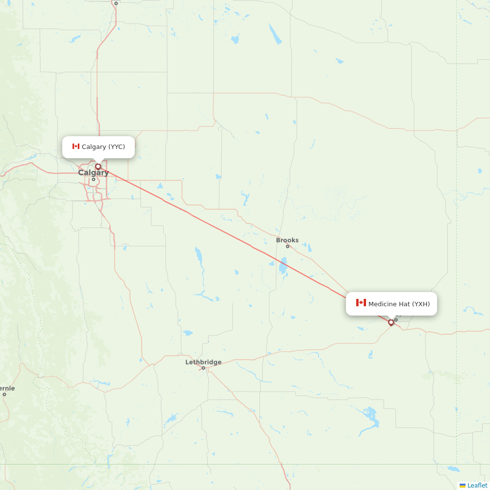 WestJet flights between Calgary and Medicine Hat