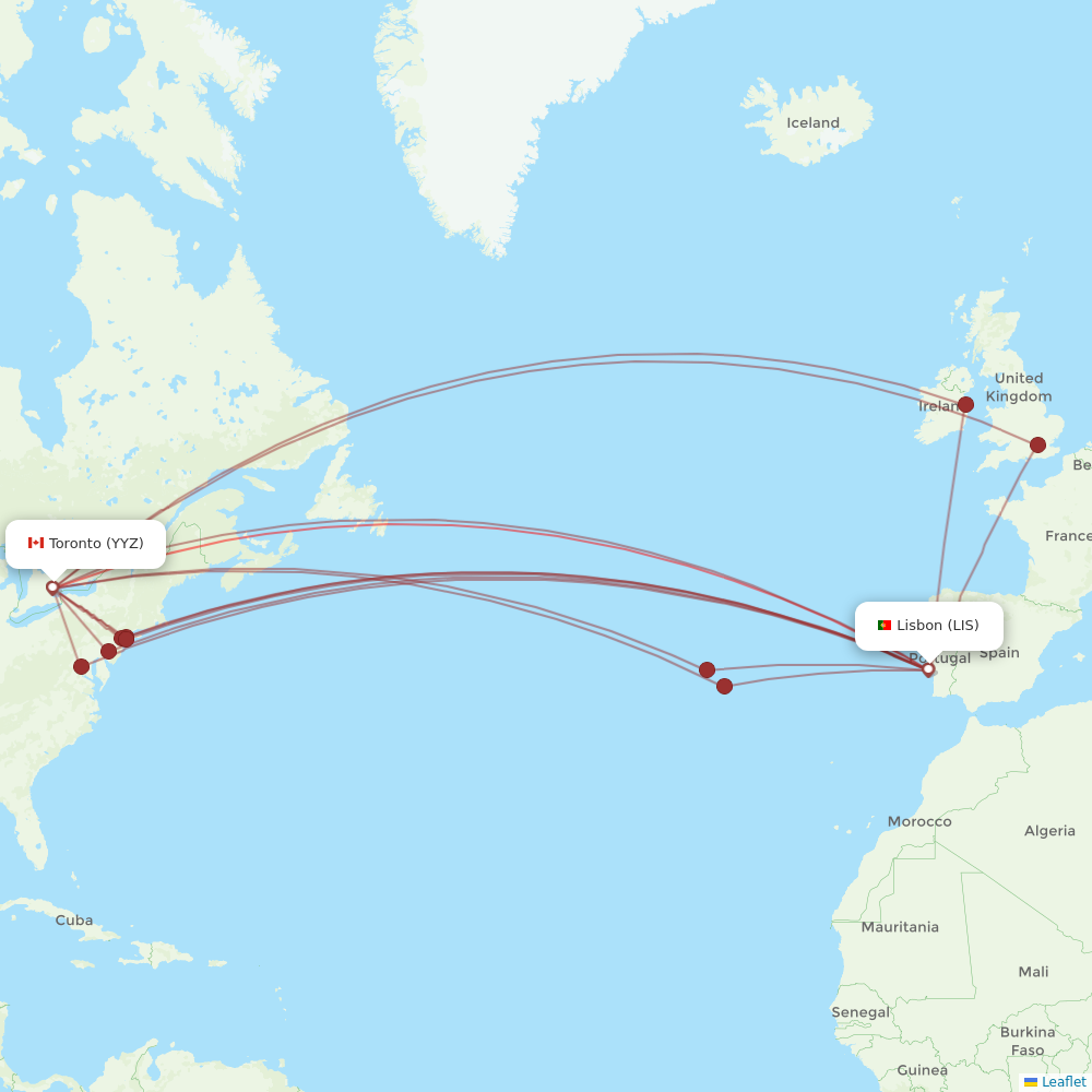 Air Transat flights between Toronto and Lisbon