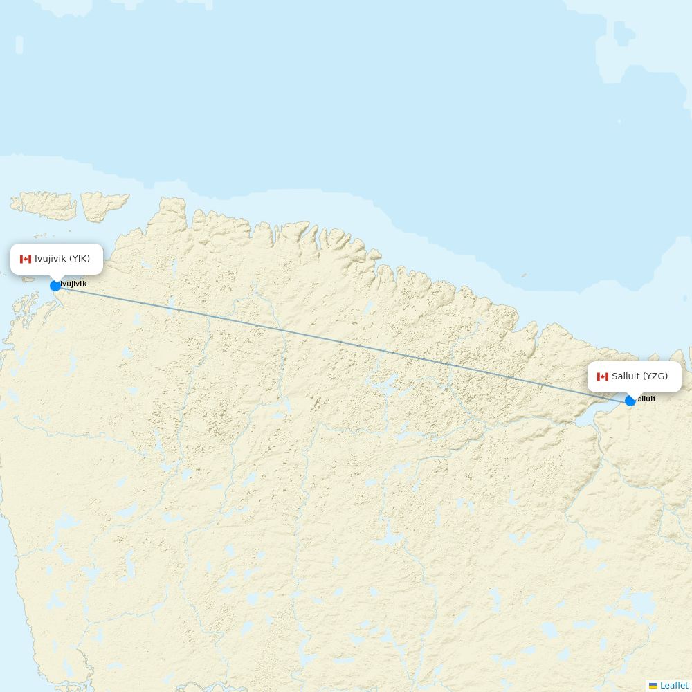 Air Inuit flights between Salluit and Ivujivik