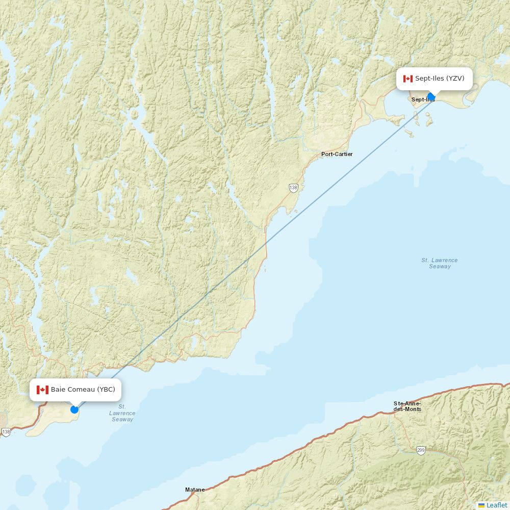 Air Liaison flights between Sept-Iles and Baie Comeau