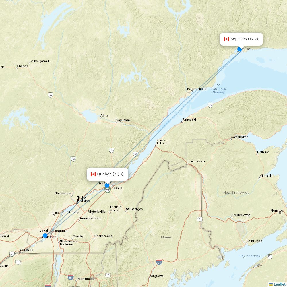 Air Inuit flights between Sept-Iles and Quebec
