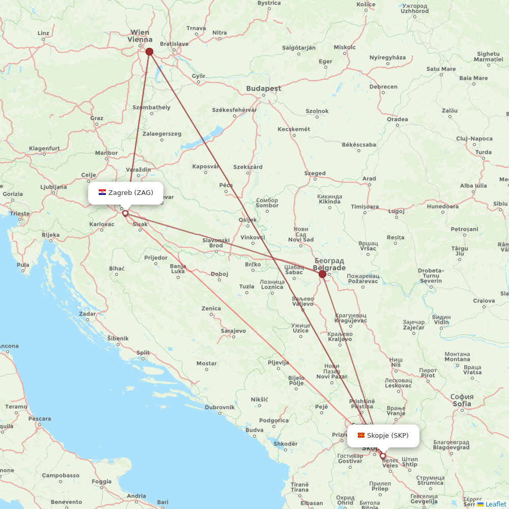 Croatia Airlines Routes (OU) - Map - Flight Routes