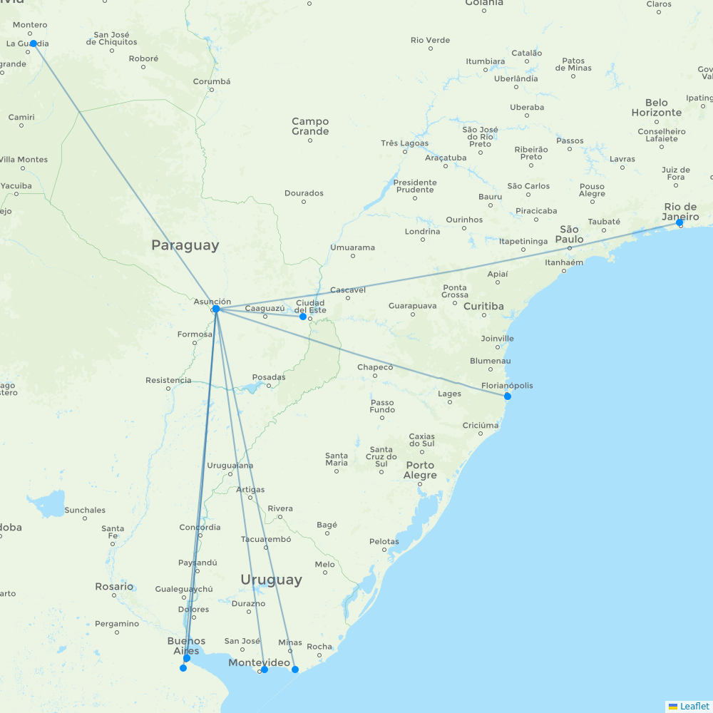 Silk Way Airlines destination map